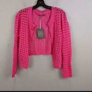 Women's Brodie Fine Cashmere Knit Cardigan in Pink - Size Small
